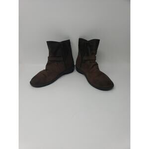 Tara M TMB1016 Brown Leather Buckle Side Zip Flat Low Boots Women's US 7.5